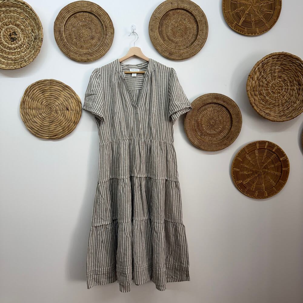 Cynthia Rowley Brown Linen Midi Dress XL